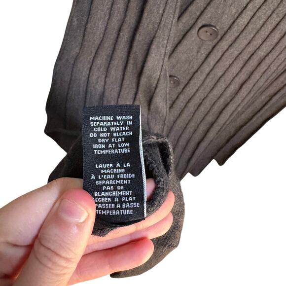 Premise Dark Grey Knit Button Sweater Midi Skirt Wide Rib High Waist Medium - Picture 3 of 8